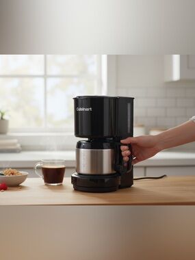 Cuisinart 4 Cup Coffee Maker DCC-450BK Stainless Carafe Compact Black Minimalist